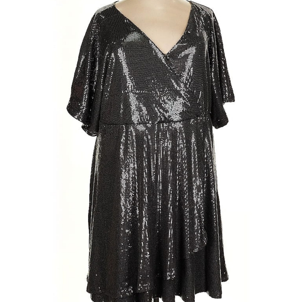 Torrid 4x Gunmetal Sequin Short Sleeved Dress